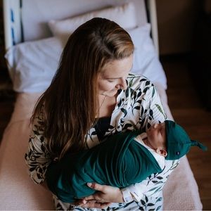 Milkmaid Goods matching robe and swaddle set includes knot hat!